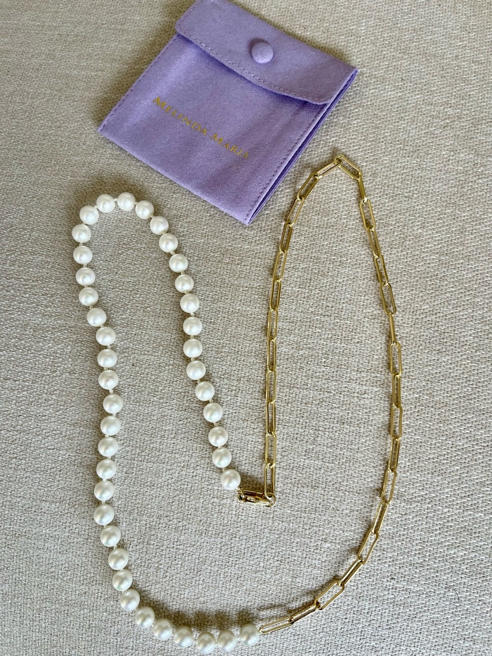 Melinda Maria Samantha Half Chain Pearl Necklace 30” - Picture 4 of 4